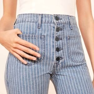 Reformation Jeans McGraw Striped Crop Frayed Hem 27